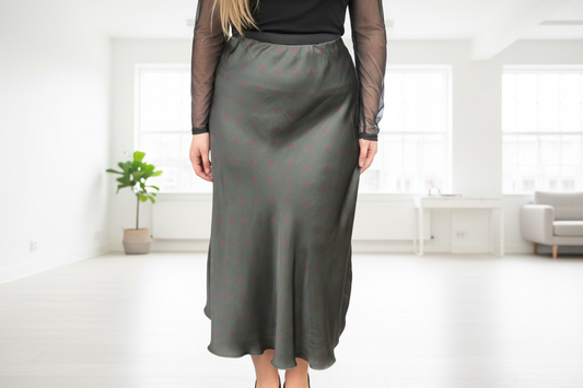 REBA-SILK SATIN HEART SLIP SKIRT-