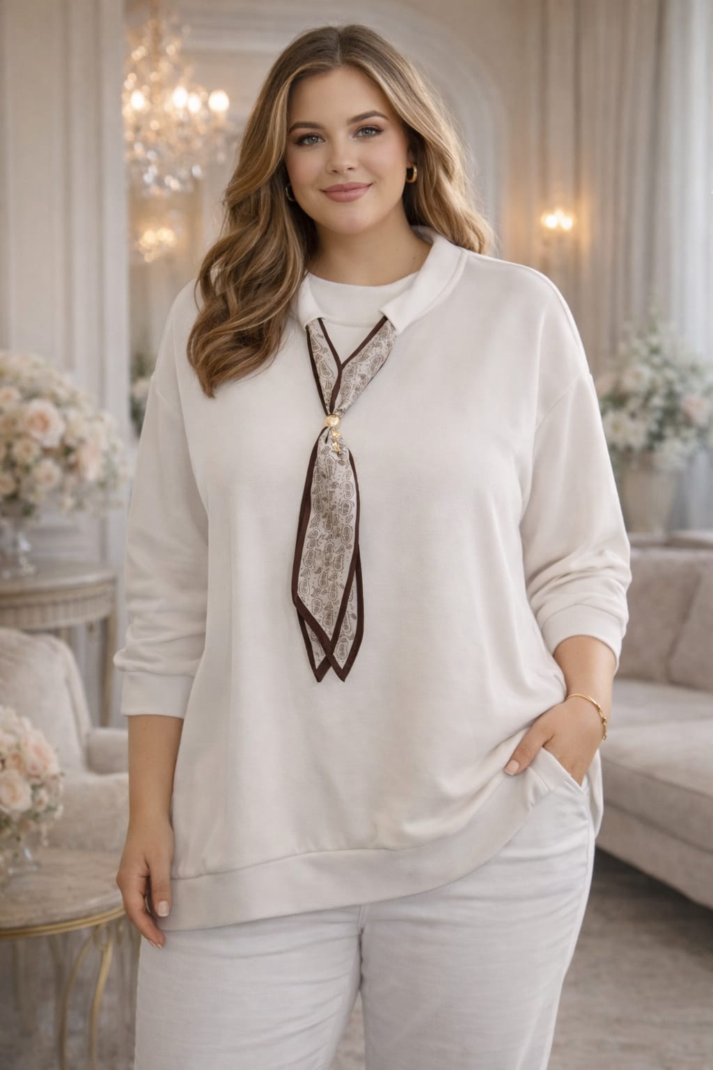 ALANA- TIE NECK SWEAT TOP-#SunshineSALE