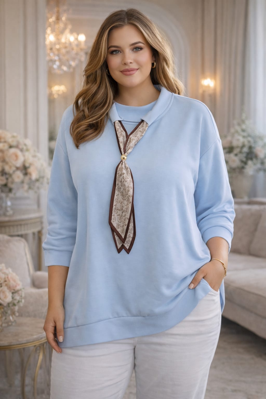 ALANA- TIE NECK SWEAT TOP-#SunshineSALE