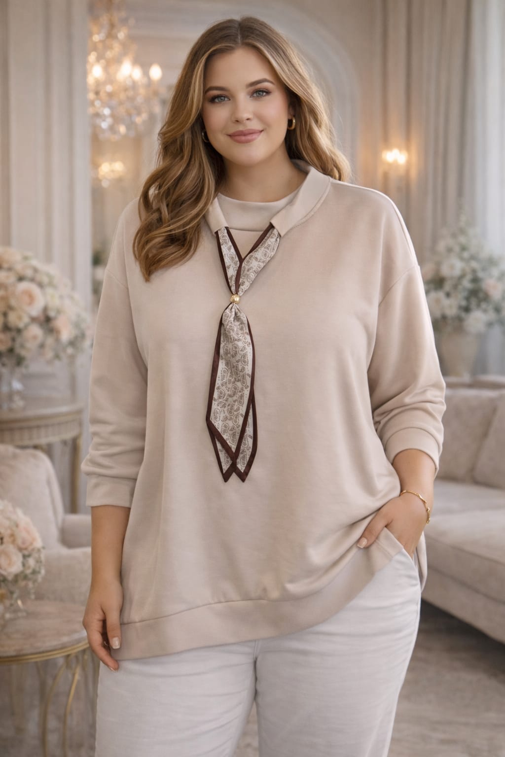 ALANA- TIE NECK SWEAT TOP-#SunshineSALE