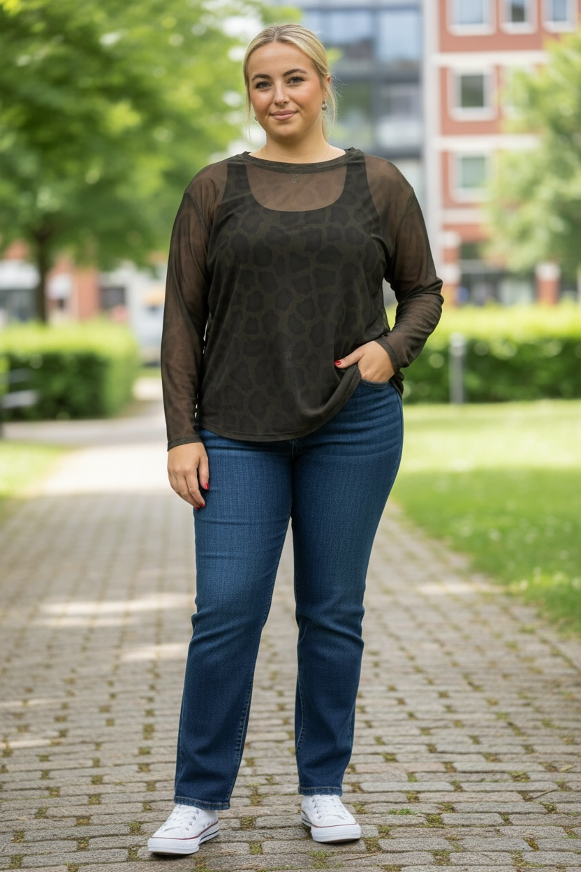 BLISS-PRINTED MESH TOP/CURVE-
