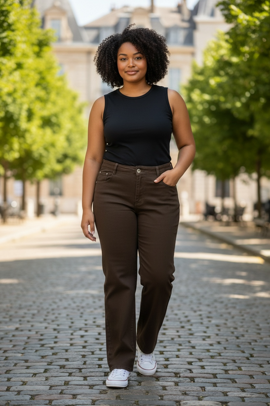 INDIE-GSMACK WIDE LEG JEAN-BROWN