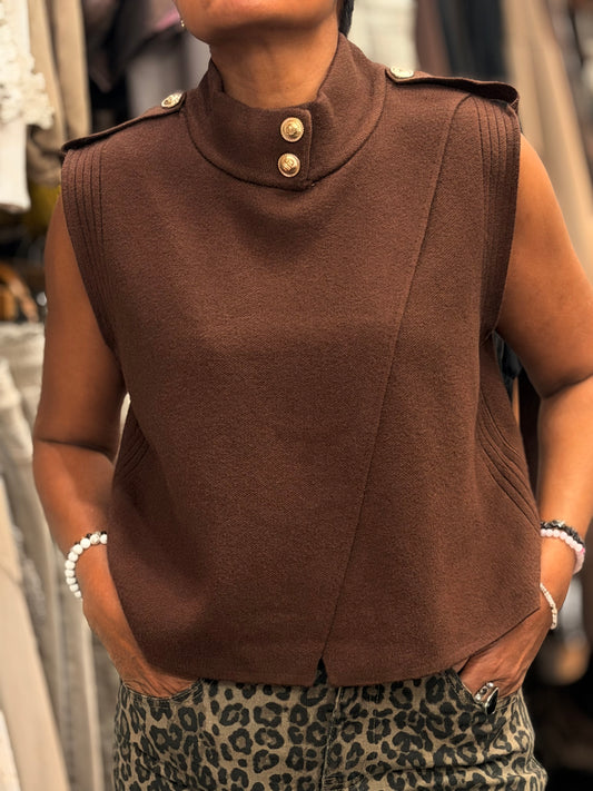 CARSON-WRAP OVER FINE KNIT TOP