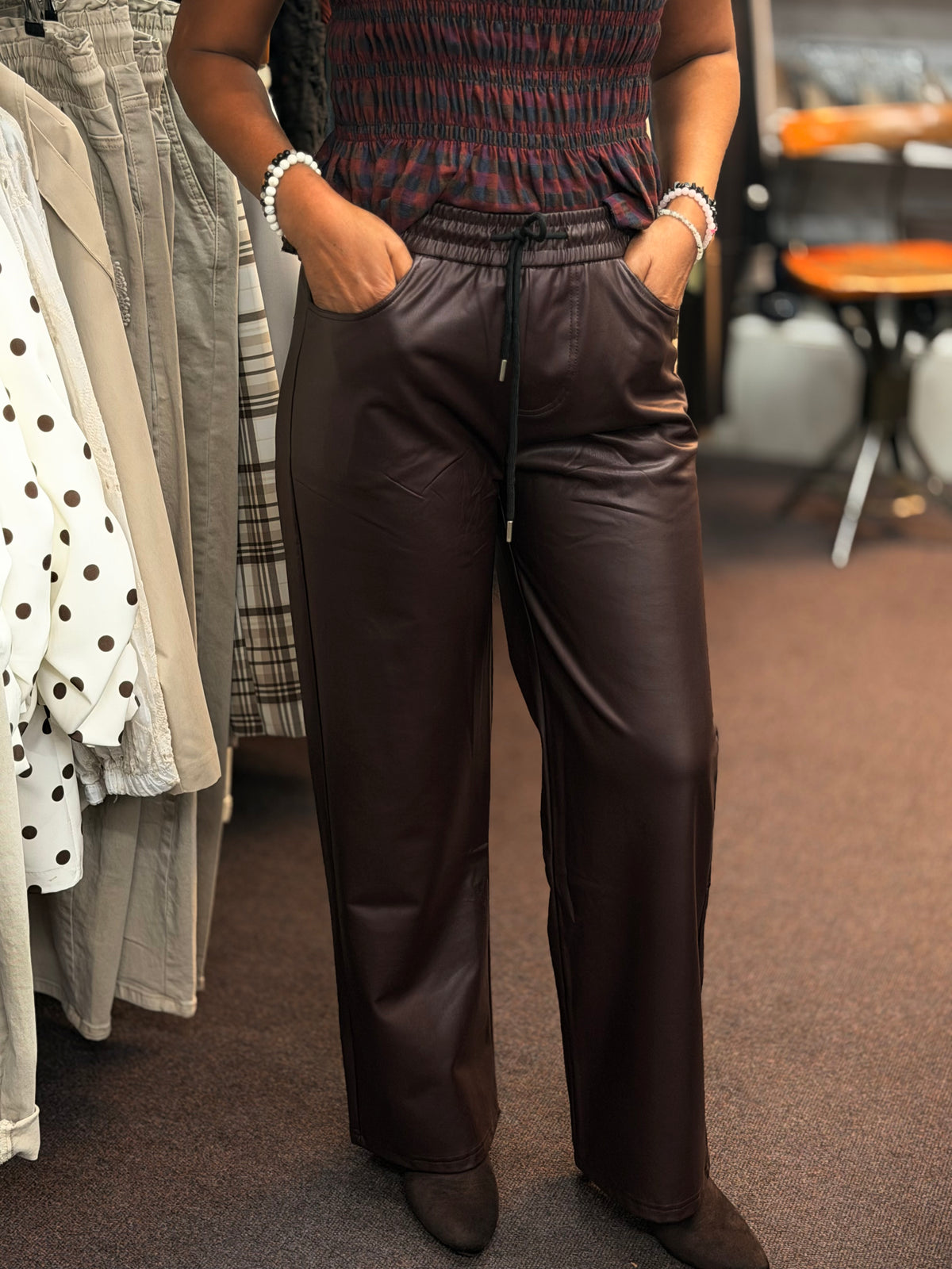 ORLA-PU LEATHER STRAIGHT LEG TROUSER