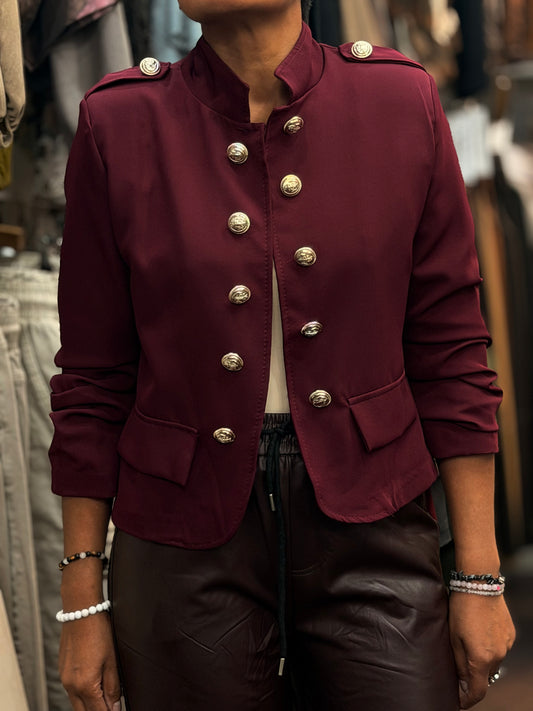 DARCY-MILITARY RUCHED SLV JKT-CROP