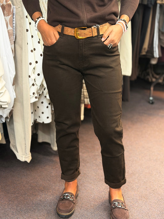 JESS- GSMACK BELTED MOM JEAN- BROWN