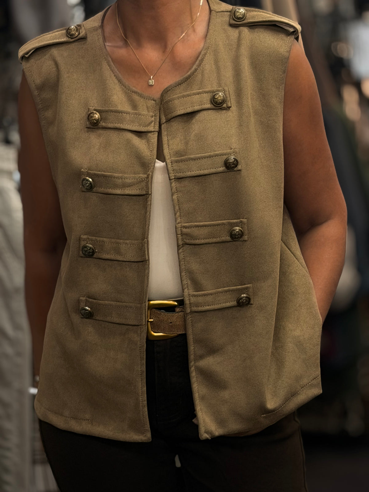 SLOANE-SUEDE MILITARY WASITCOAT