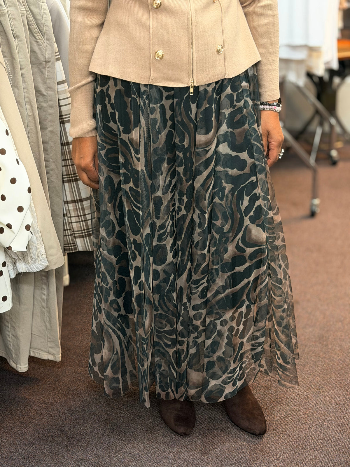 LYDIA SATIN WAIST MESH SKIRT