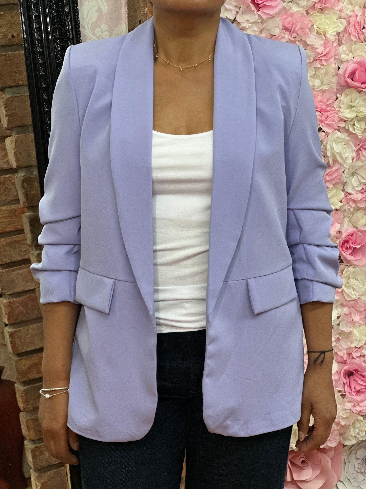 MIMI RUCHED SLEEVE BLAZER- LILAC - SALE now 50%OFF-LAST ONE LEFT