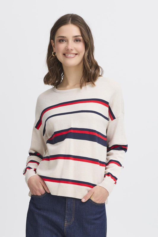 FRANSA-MELANI NAVY/RED STRIPE KNIT