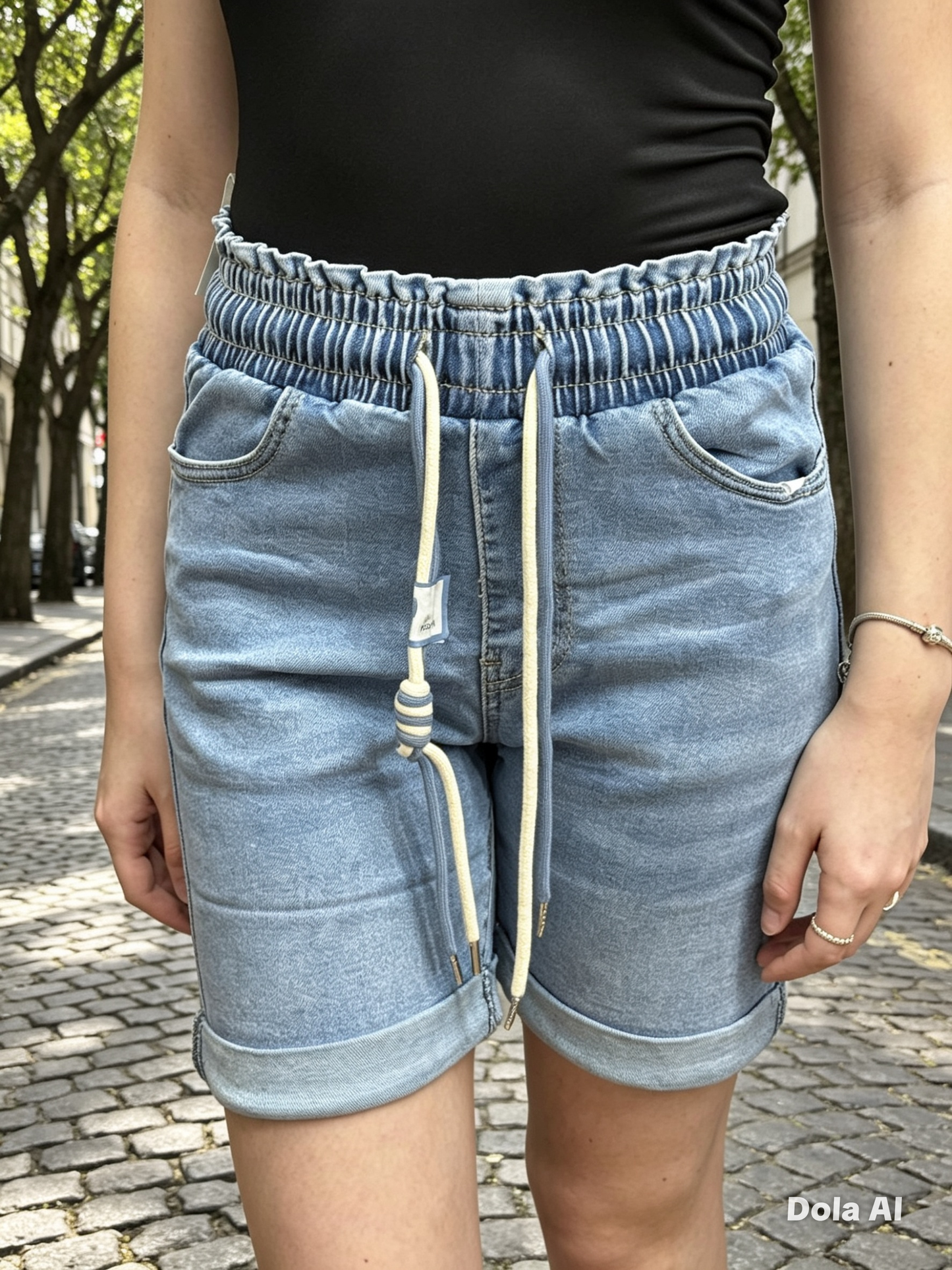 LANA- REG MOM FIT SHORTS- DENIM