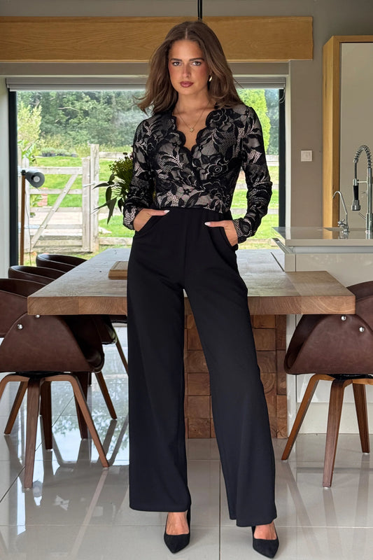 BRIDGETON - TWIST FRONT LACE L/S JUMPSUIT