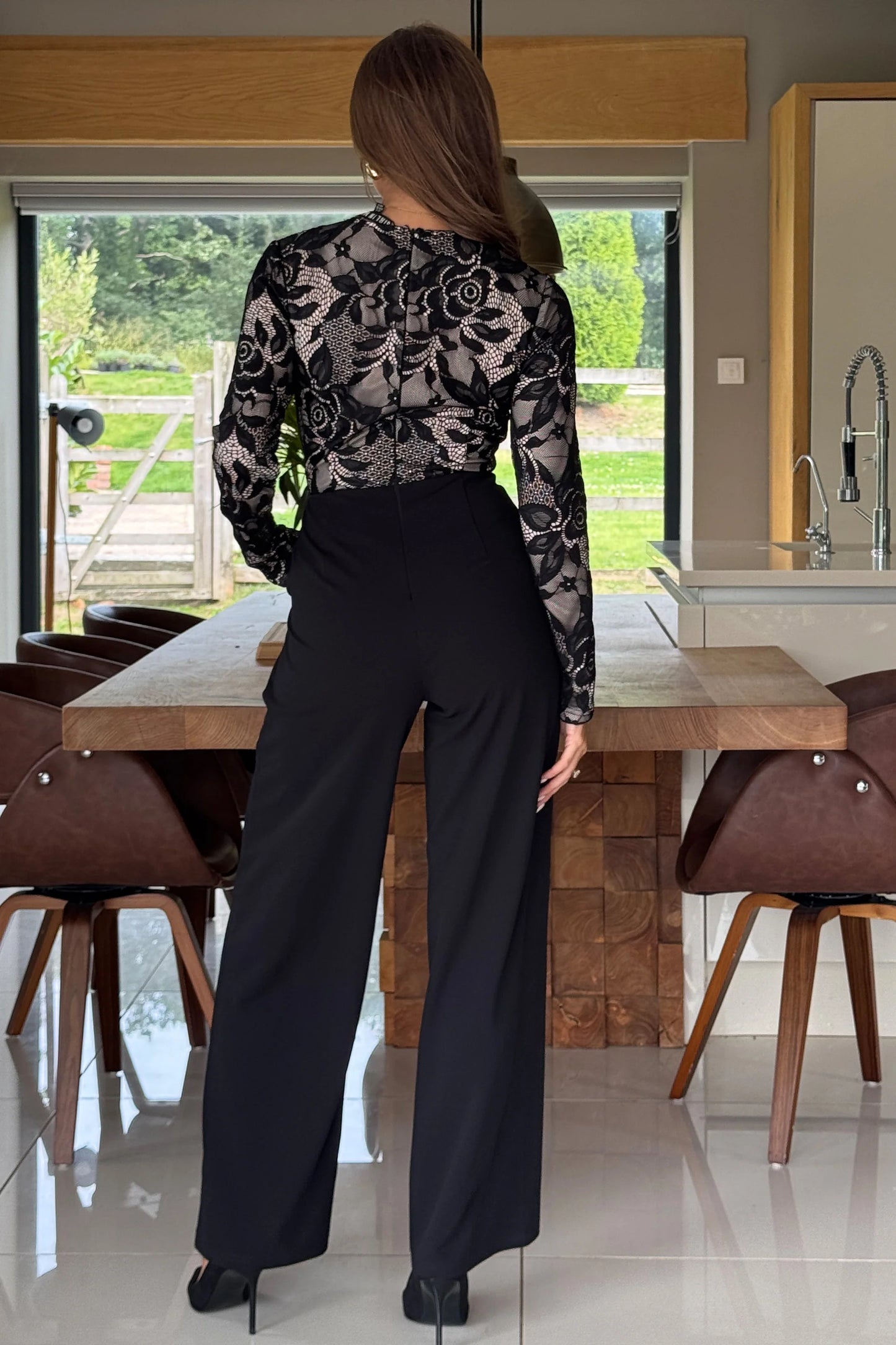 BRIDGETON - TWIST FRONT LACE L/S JUMPSUIT