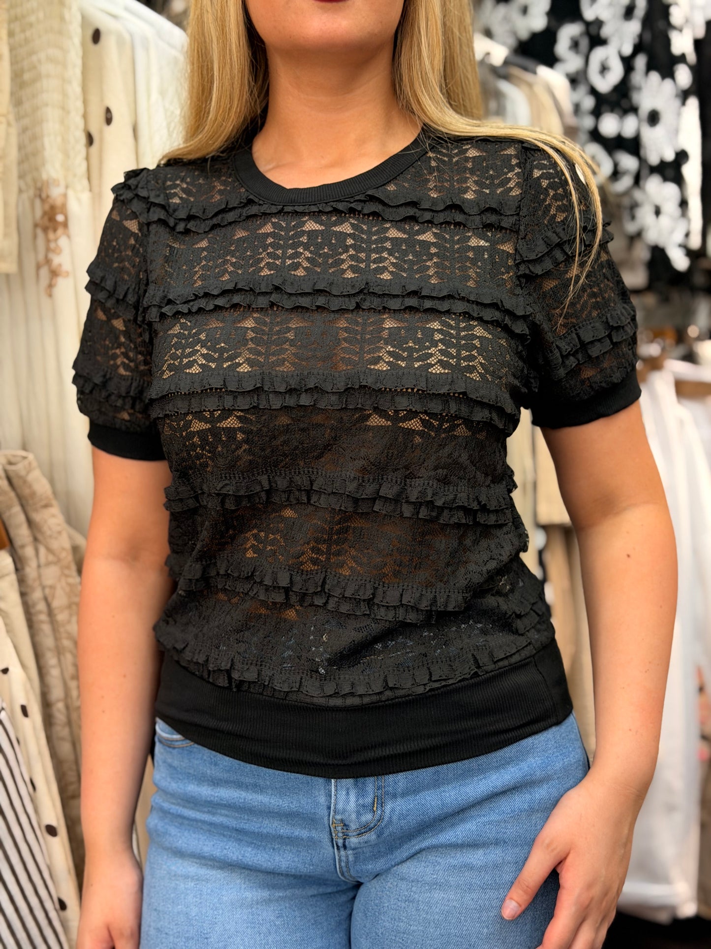 ALEXIS-LACE FRILL TEE TOP