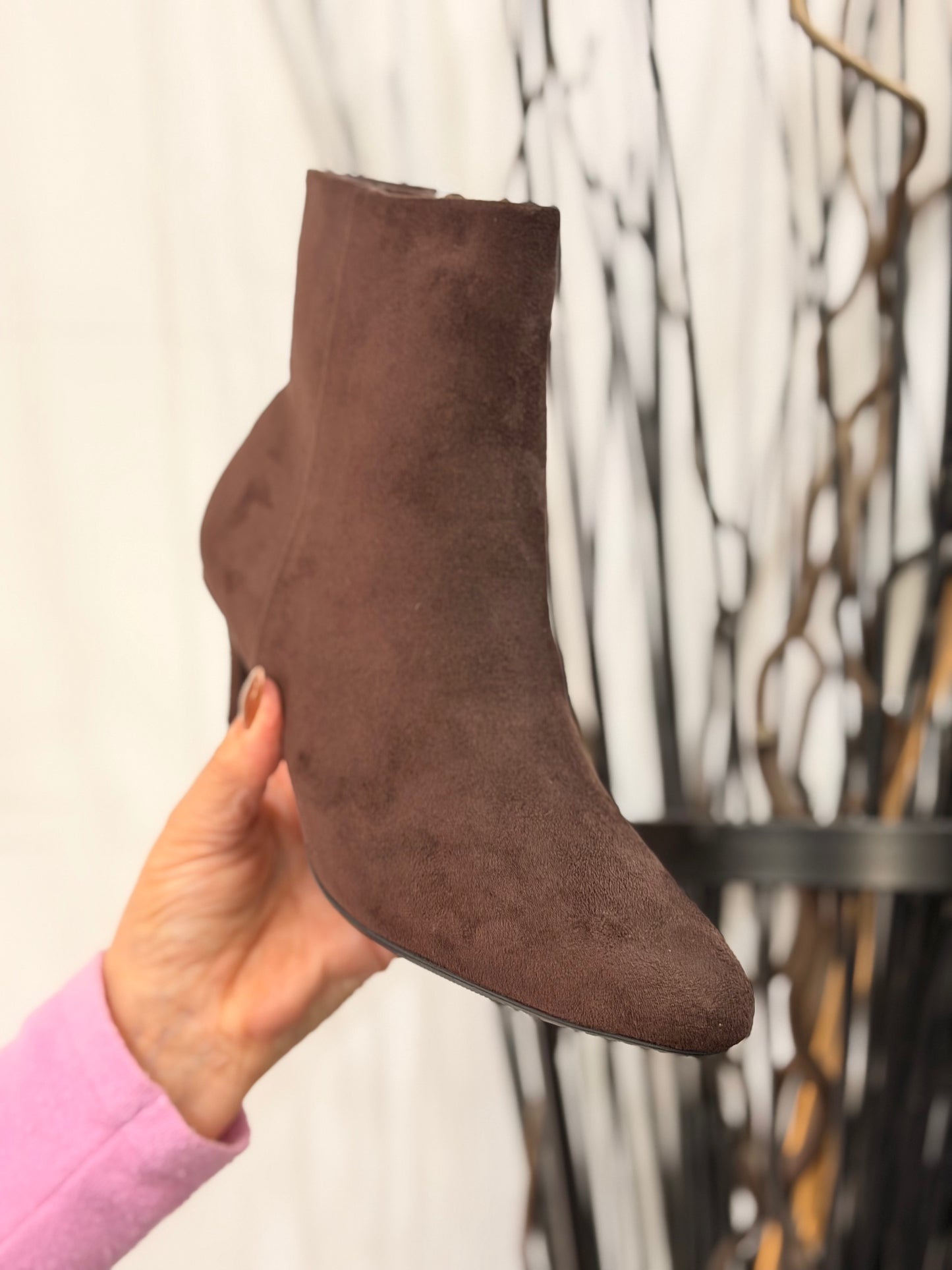 PORTOBELLO- CHOCOLATE SUEDETTE ANKLE BOOT