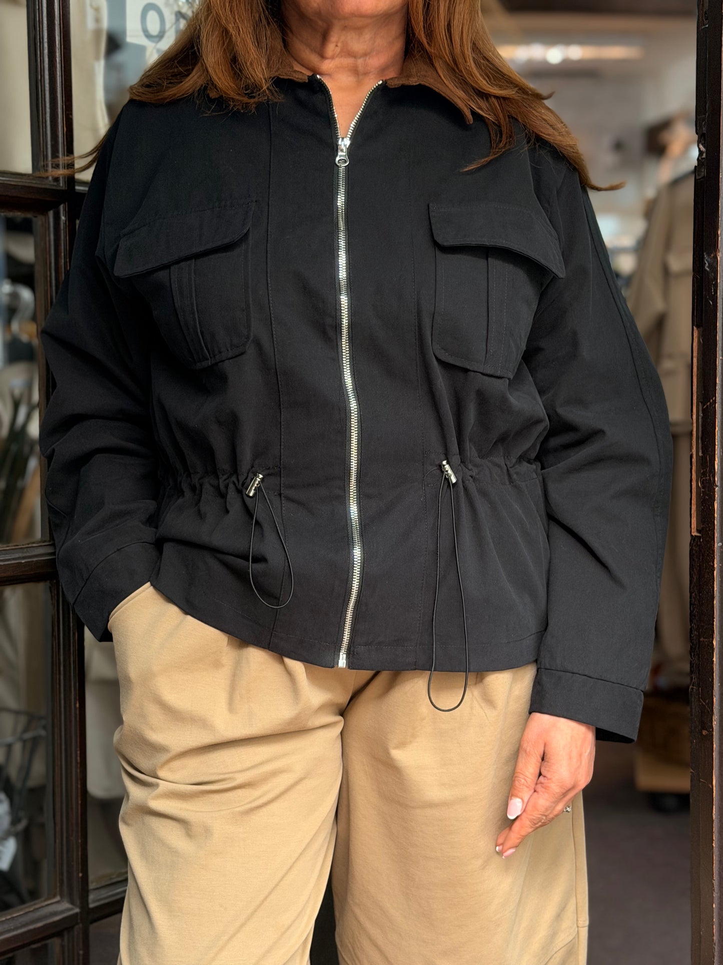 CARTER-SUEDETTE COLLAR PULL IN JACKET