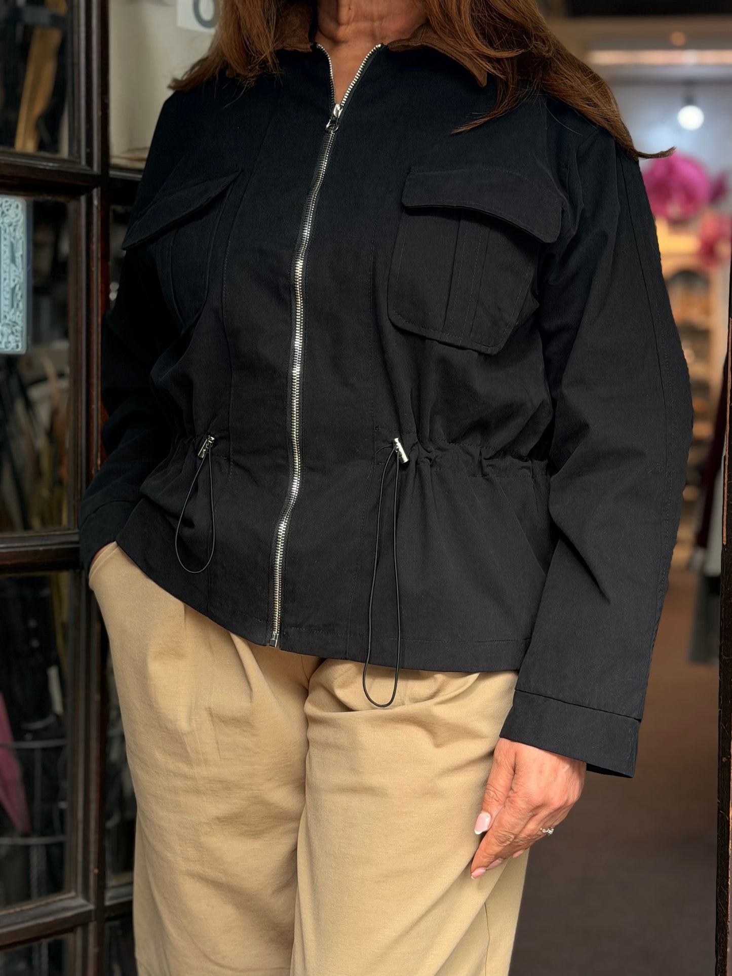 CARTER-SUEDETTE COLLAR PULL IN JACKET