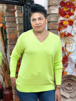 Load image into Gallery viewer, VNECK MORLA LIME KNIT-BYOUNG-
