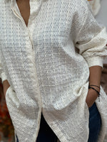 Load image into Gallery viewer, CREAM COTTON SELF PATTERN SHIRT
