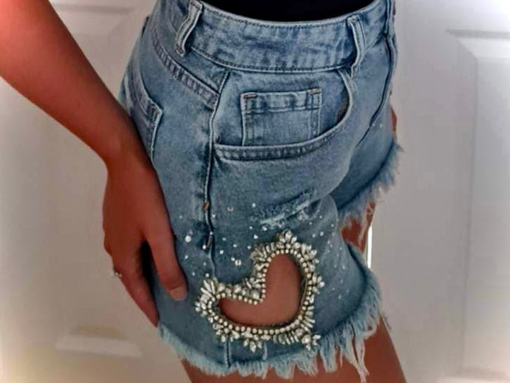 MAISIE HEART DENIM SHORT