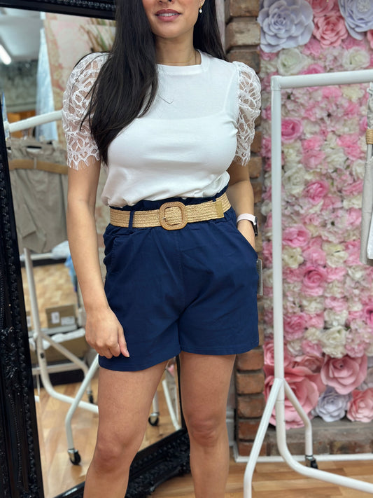 PAPERBAG WAIST BELTED SHORT