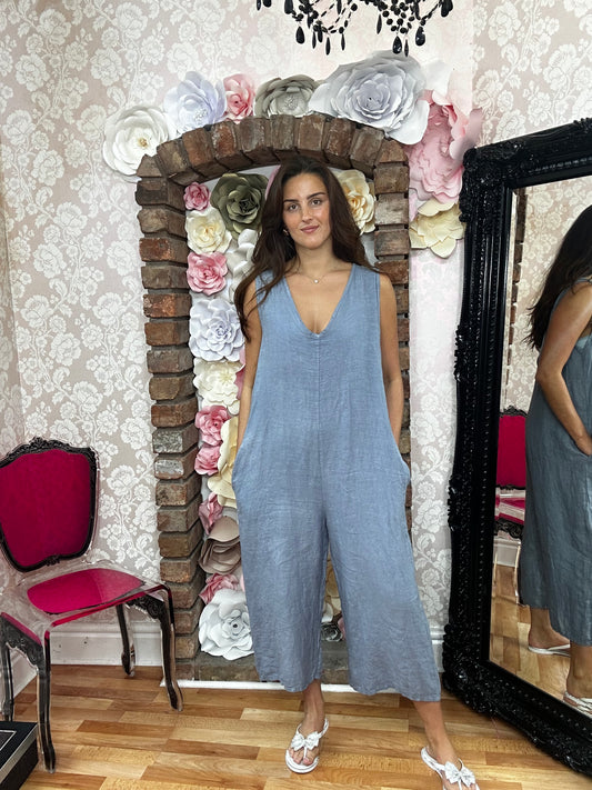 BECKY LINEN JUMPSUIT-DENIM BLUE- ♥️- now 50%OFF -LAST ONE LEFT