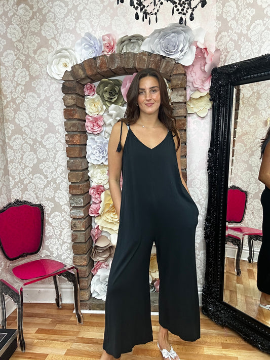 MILLIE JERSEY TIE SHOULDER JUMPSUIT-