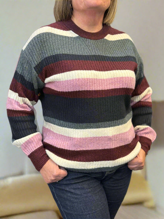 BYOUNG-ONEMA WINE MIX STRIPE JUMPER