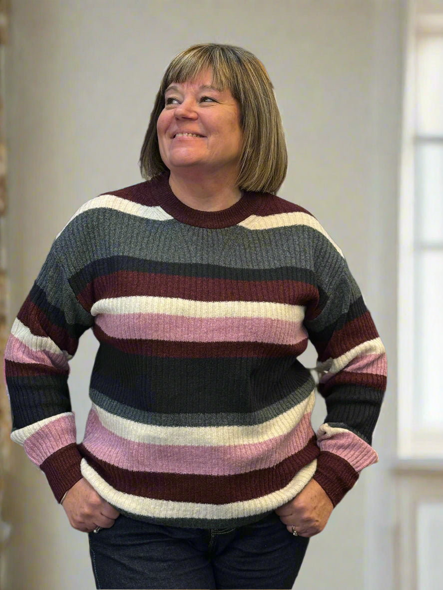 BYOUNG-ONEMA WINE MIX STRIPE JUMPER BFSALEPRICE