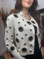 Load image into Gallery viewer, EYELET SUEDETTE JACKET- CREAM-
