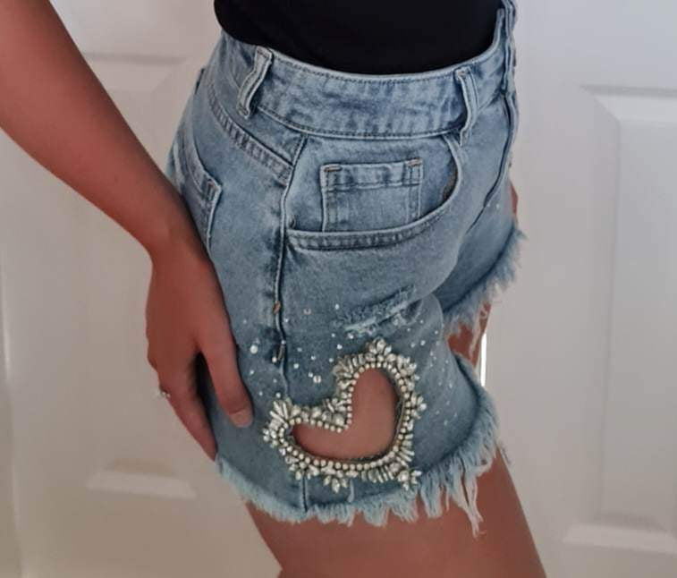 MAISIE HEART DENIM SHORT