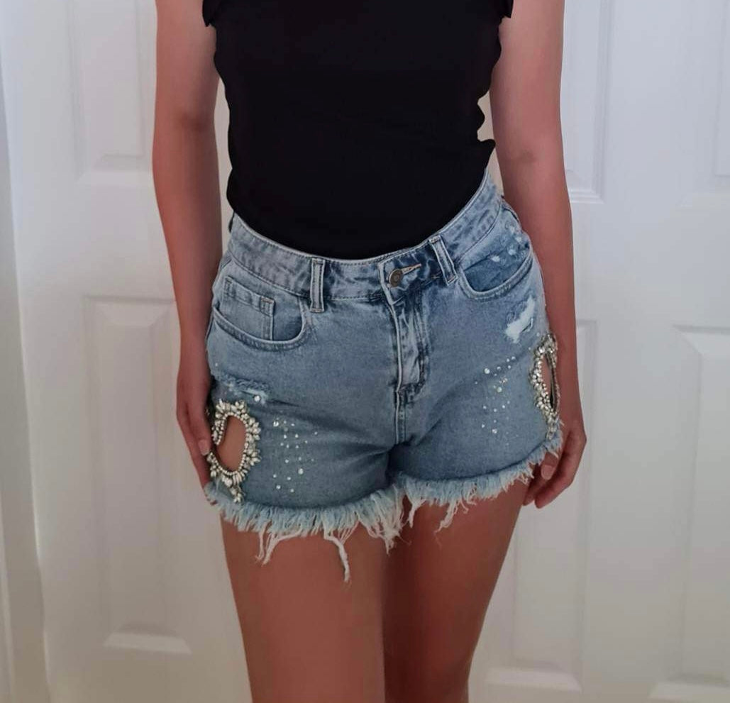 MAISIE HEART DENIM SHORT