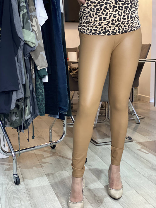 SANDY CURVE PU Leggings- CAMEL/TAN- SALE now