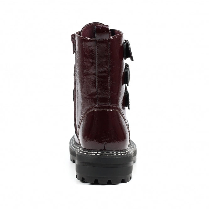 Lunar Panda Patent Ankle Boot- Burgundy -SALE OFF now