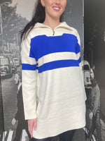 Load image into Gallery viewer, Lucie Quarter Zip jumper Dress- Royal/Cream - SALE🛍

