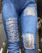 Load image into Gallery viewer, TILLY SEQUIN MAGIC DENIM - MID BLUE DENIM WASH
