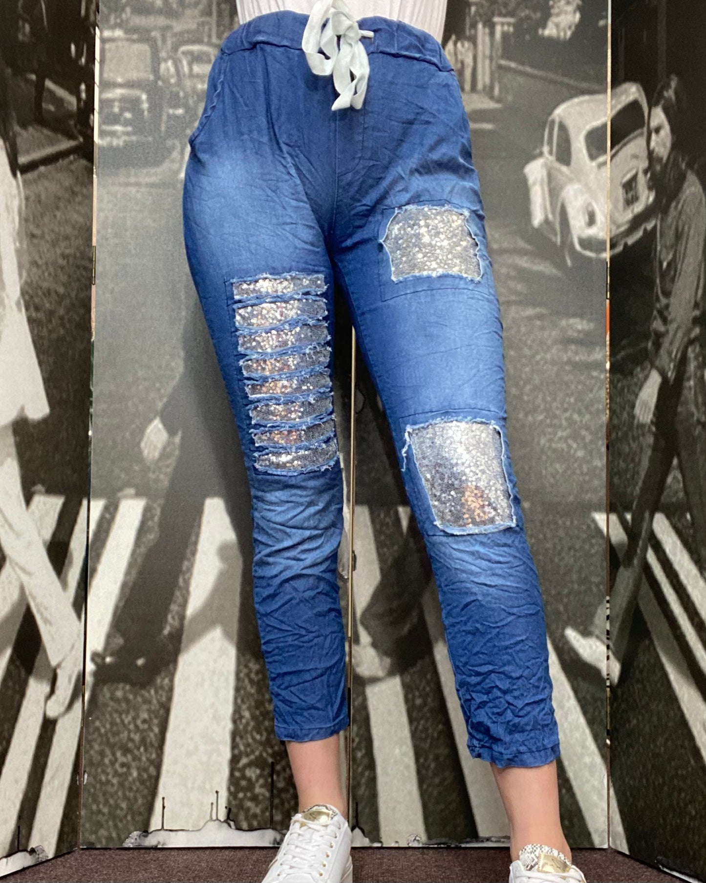 TILLY SEQUIN MAGIC DENIM - MID BLUE DENIM WASH