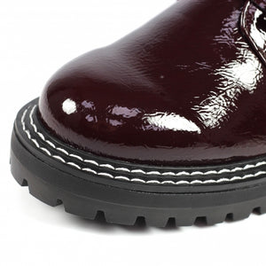 Lunar Panda Patent Ankle Boot- Burgundy -SALE OFF now