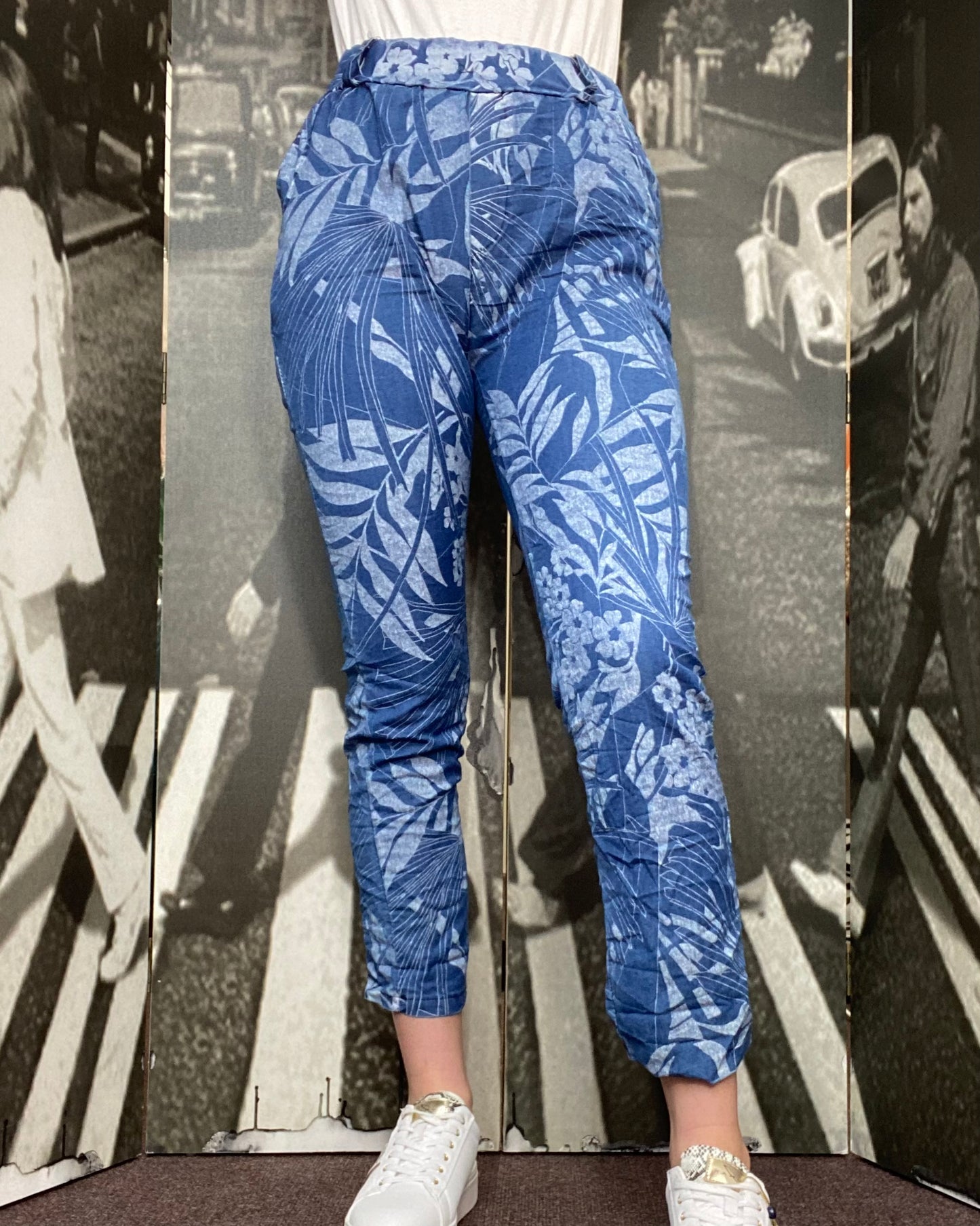 BOHO PRINT DENIM LOOK MAGIC - MID BLUE LEAF - #SALE10