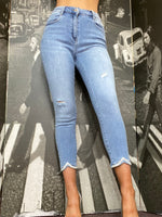 Load image into Gallery viewer, TAMARA JEAN - ANKLE DISTRESSED V SPARKLE- SUMMER SALE
