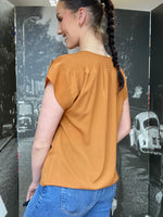 Load image into Gallery viewer, JOSIE FRENCH CONNECTION V Neck Blouse- BRONZE
