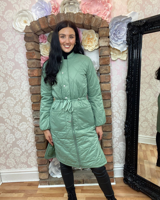 B Young- Berta long coat- Hedge Green - ENDOFLINE