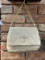 Load image into Gallery viewer, Inspired Quilted Shoulder Bag-CREAM
