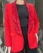 Load image into Gallery viewer, ABBY Sequin Blazer- RED-
