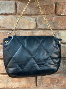 Inspired Quilted Shoulder Bag-Black